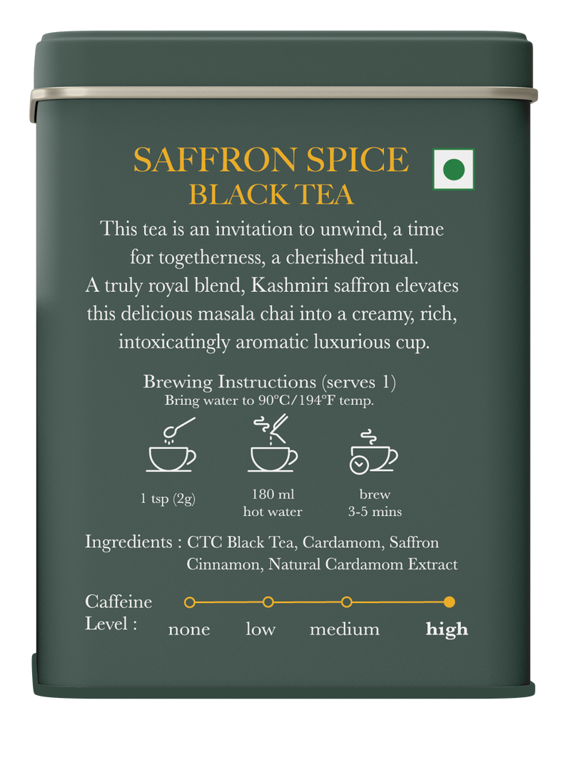 Saffron Spice Chai | 100 gm | Luxmi Signature Tea | Assam CTC, Cardamom, Saffron, Cinnamon