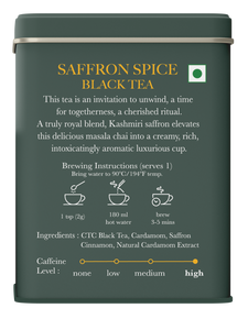 Saffron Spice Chai | 100 gm | Luxmi Signature Tea | Assam CTC, Cardamom, Saffron, Cinnamon