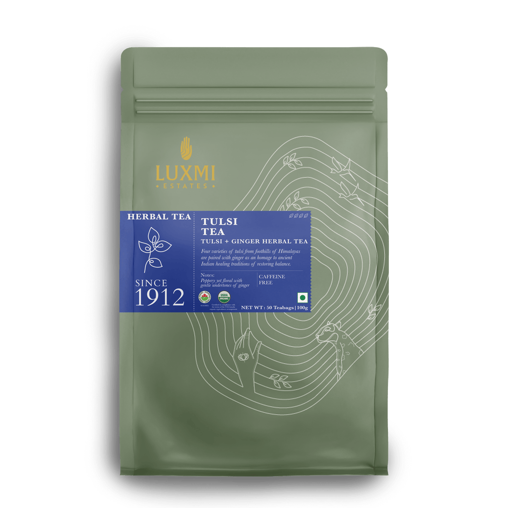 Tulsi Tea | 50 Tea Bags | Organic Herbal Tea - Luxmi Estates