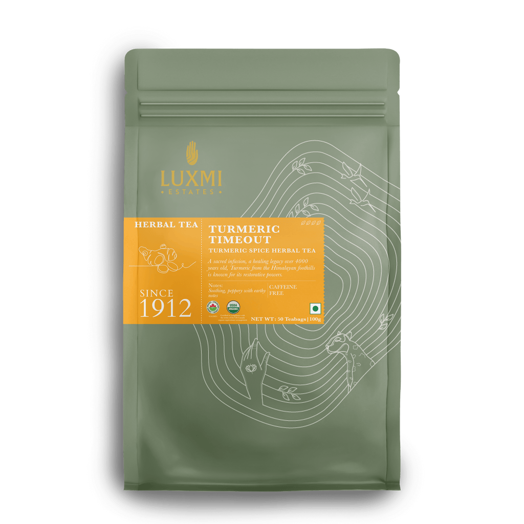Turmeric Ginger | Turmeric Time-Out | 50 Tea Bags | Organic Herbal Tea - Luxmi Estates
