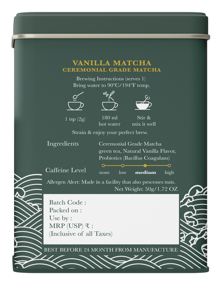 Matcha Vanilla with Probiotics | 50gm | Green Tea Powder