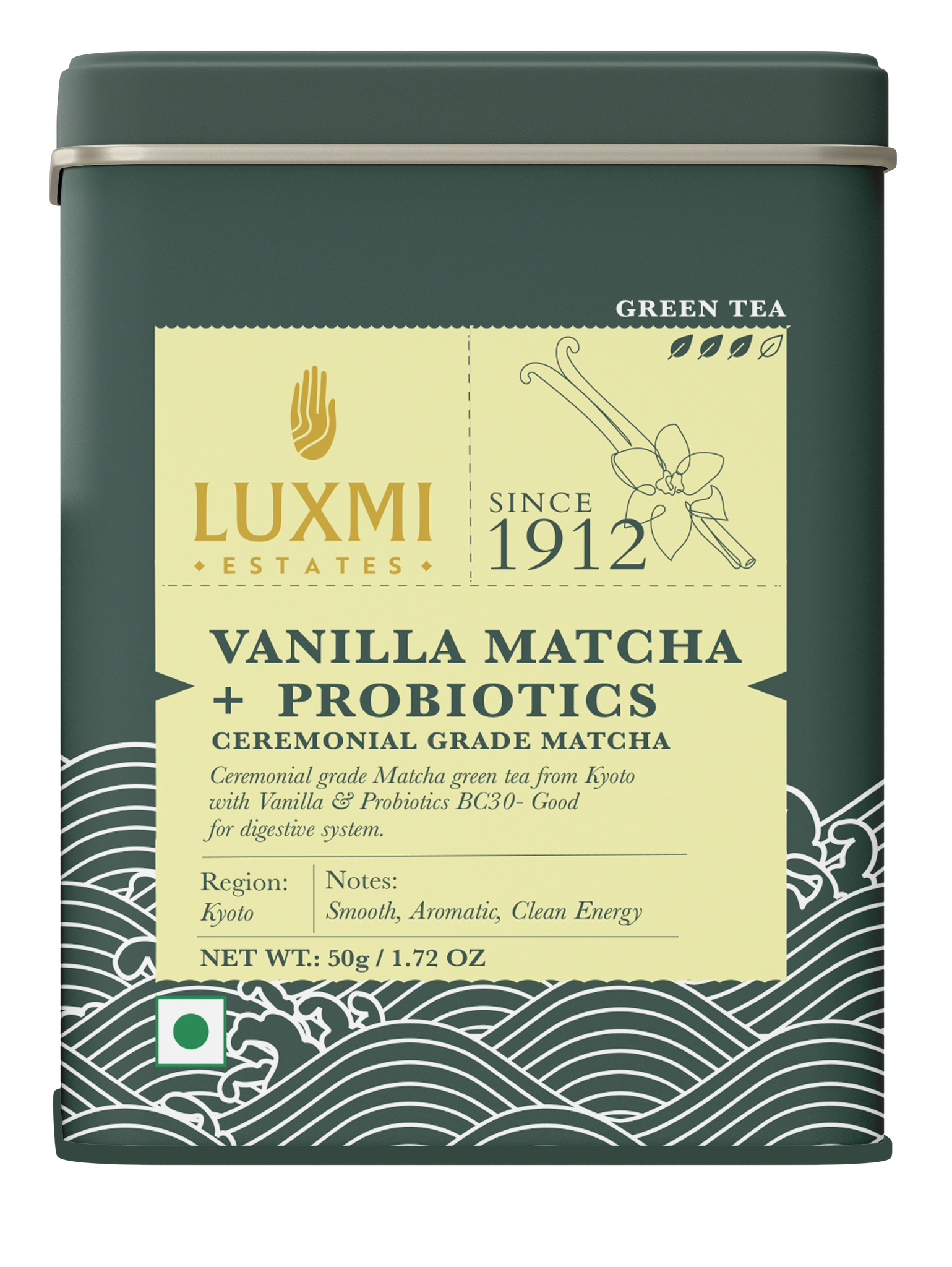 Matcha Vanilla with Probiotics | 50gm | Organic Green Tea