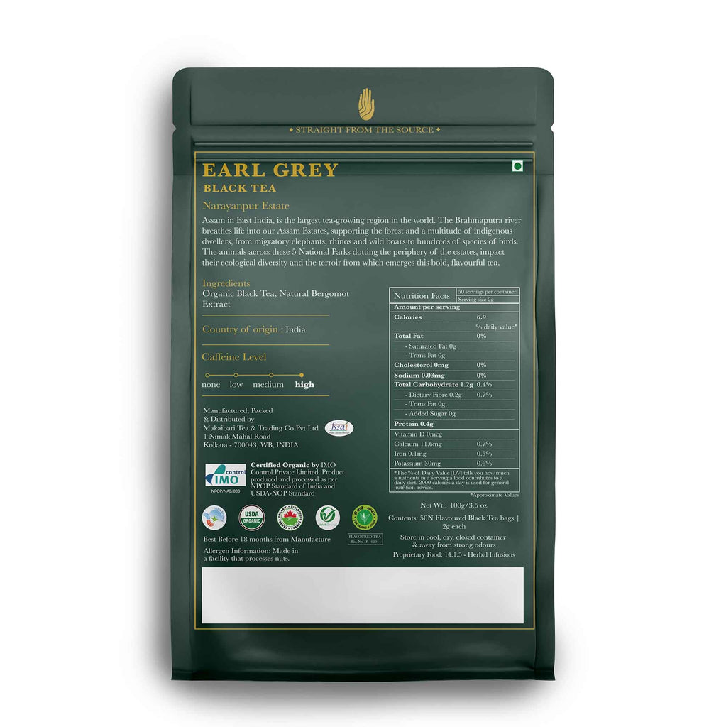 Earl Grey | 50 Tea Bags | Organic Black Tea - Luxmi Estates