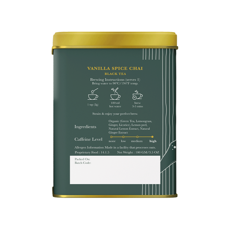 Vanilla Spice Chai | 100gm | Organic Black Tea - Luxmi Estates